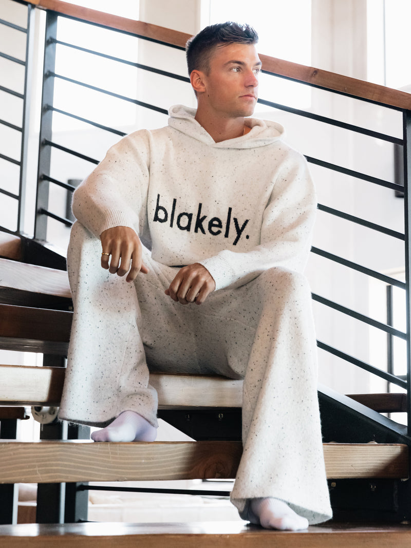 Alfie Relaxed Knitted Hoodie - Light Grey