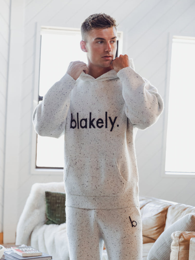 Alfie Relaxed Knitted Hoodie - Light Grey