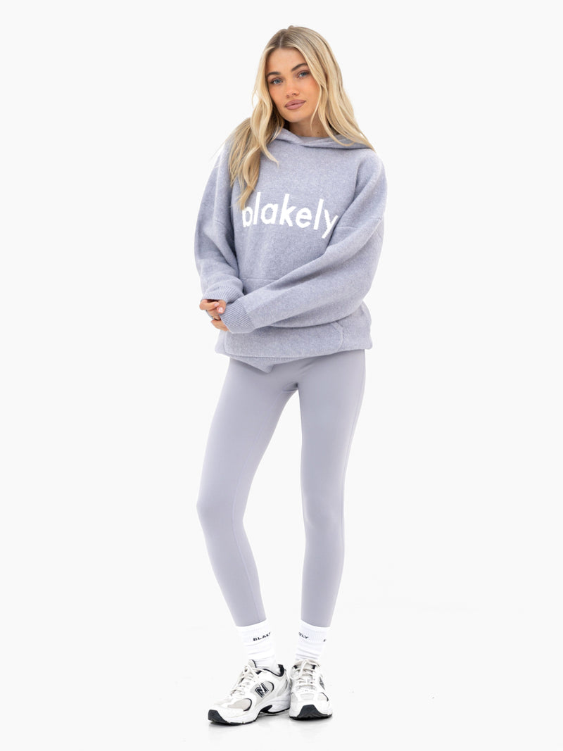 Mabel Oversized Knitted Hoodie - Pale Lilac