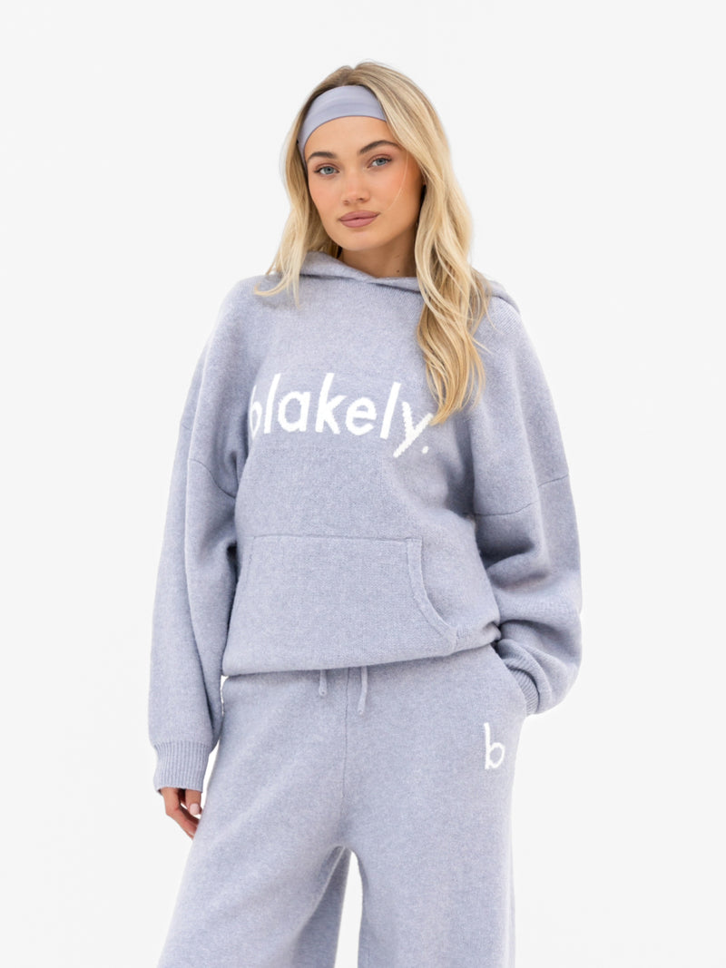 Mabel Oversized Knitted Hoodie - Pale Lilac
