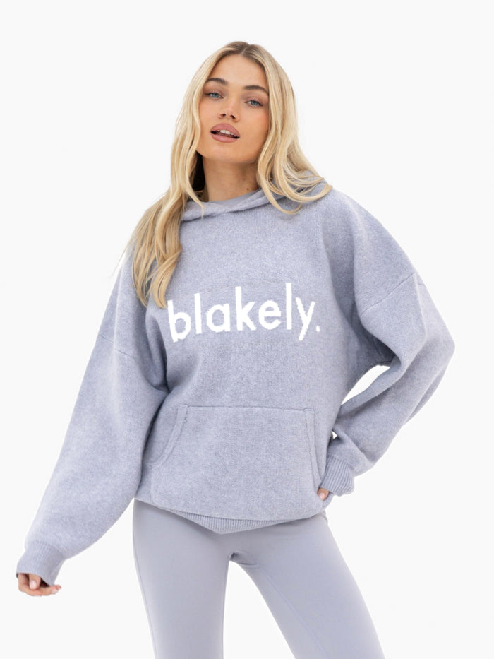 Mabel Oversized Knitted Hoodie - Pale Lilac