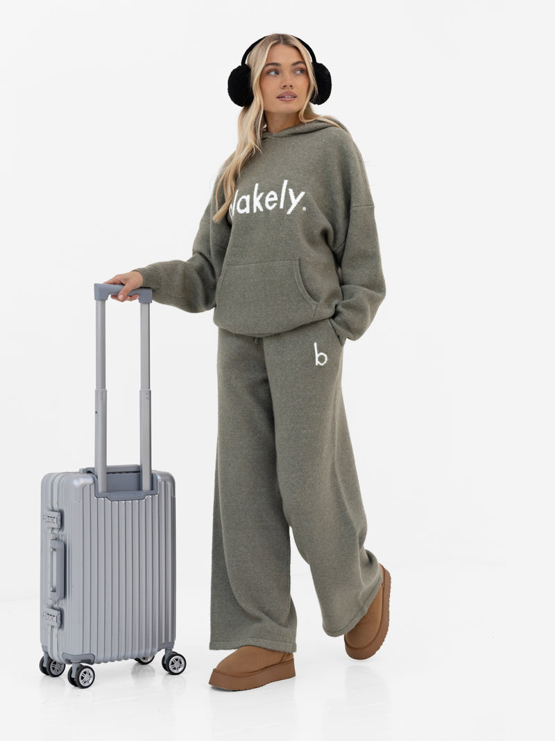 Mabel Oversized Knitted Hoodie - Safari Green