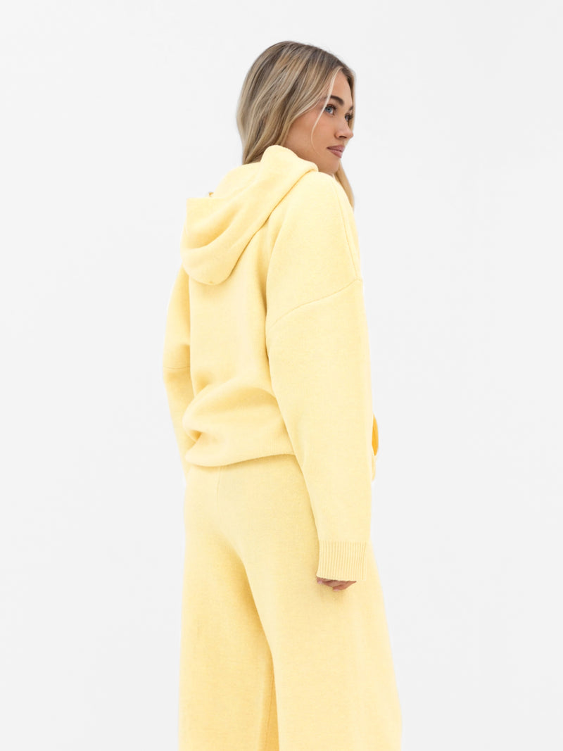 Mabel Oversized Knitted Hoodie - Butter Yellow