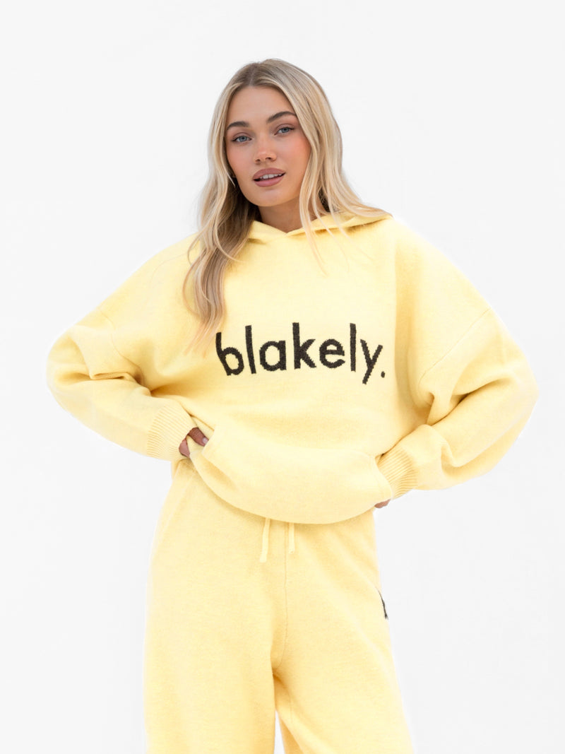 Mabel Oversized Knitted Hoodie - Butter Yellow