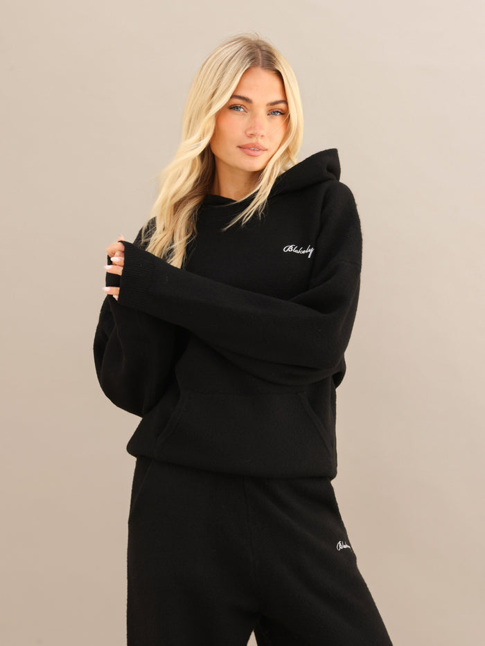 Oversized Knitted Hoodie - Black