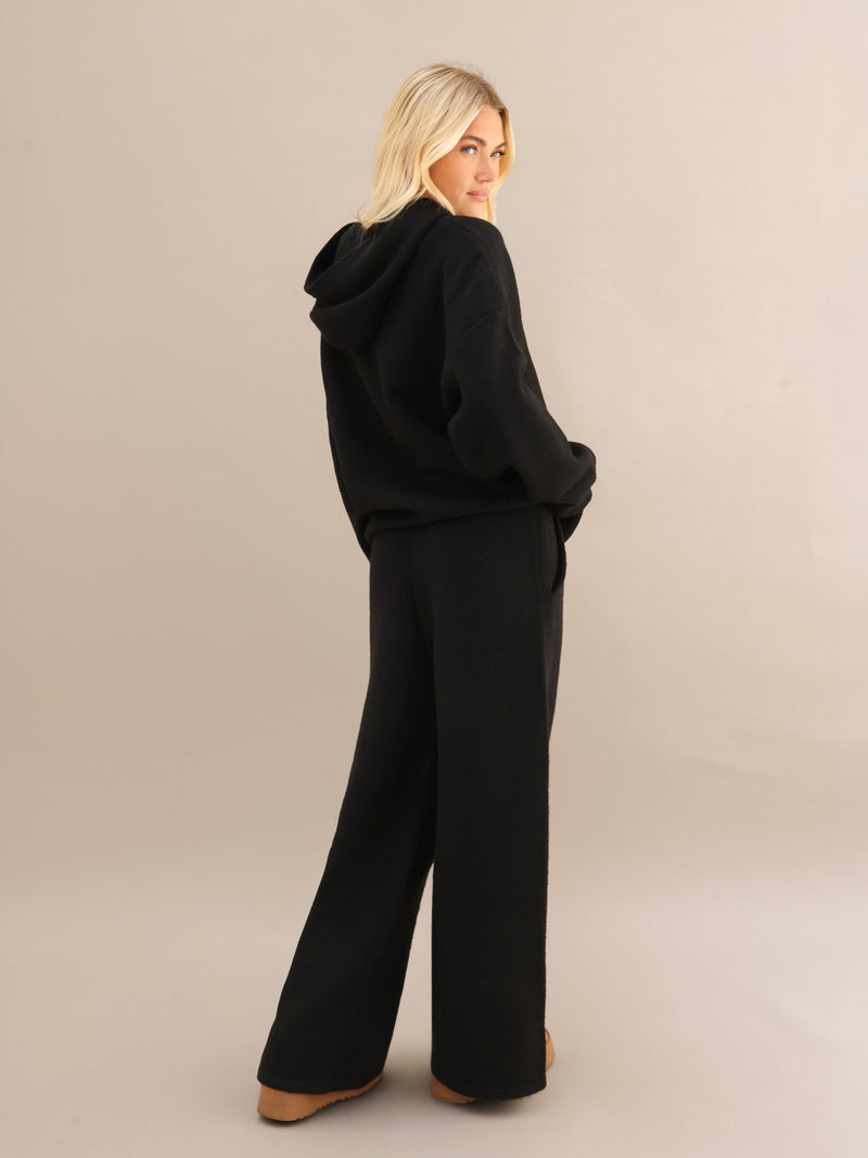 Oversized Knitted Hoodie - Black