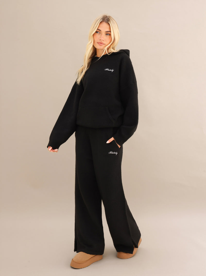 Oversized Knitted Hoodie - Black