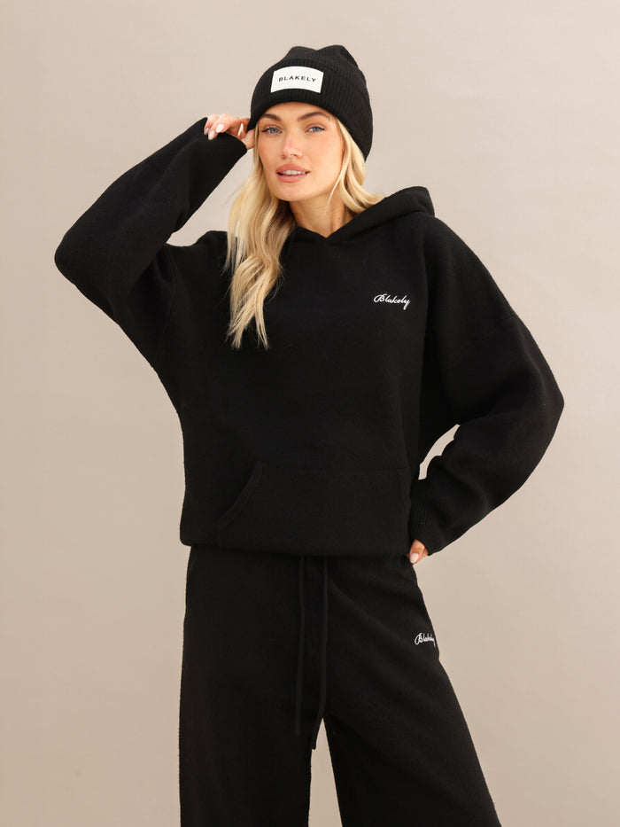 Oversized Knitted Hoodie - Black