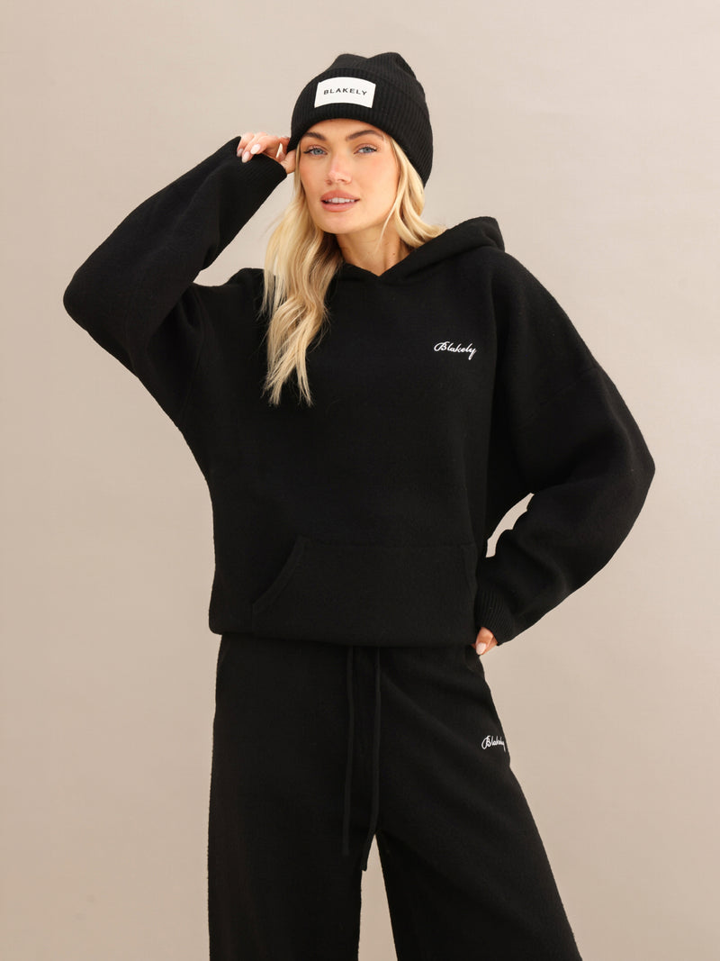 Oversized Knitted Hoodie - Black