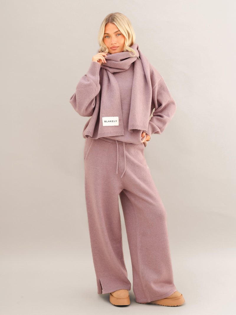 Oversized Knitted Hoodie - Dusty Pink
