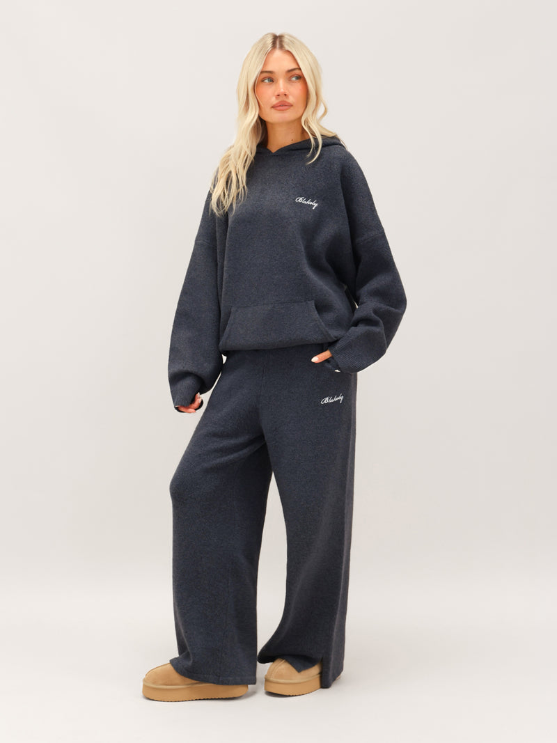 Oversized Knitted Hoodie - True Navy