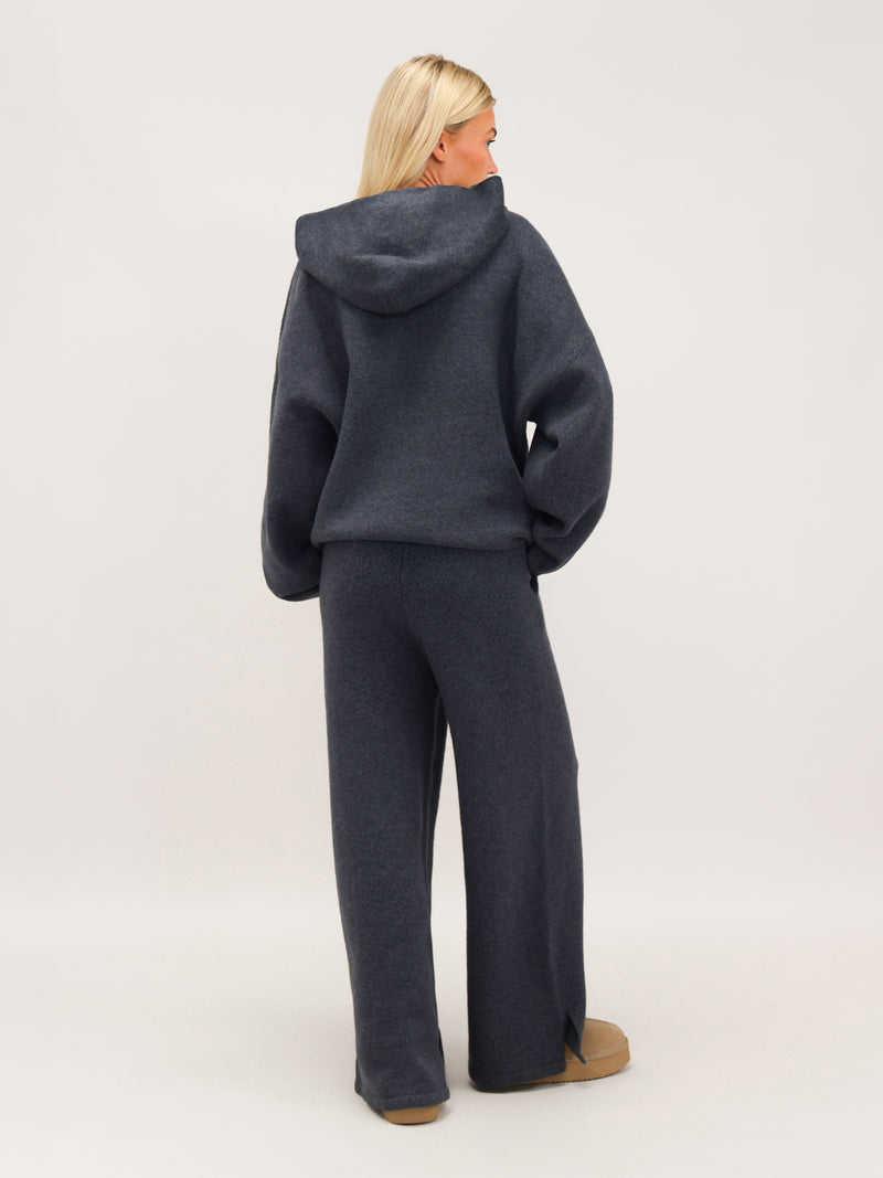 Oversized Knitted Hoodie - True Navy
