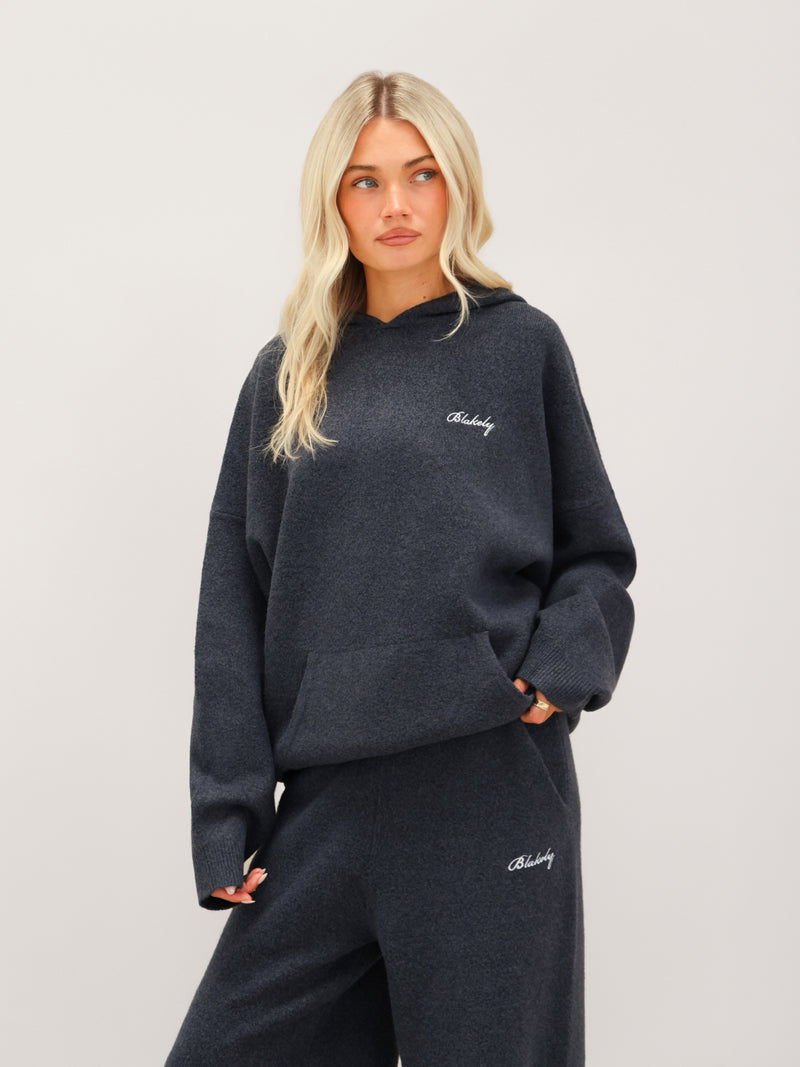 Oversized Knitted Hoodie - True Navy