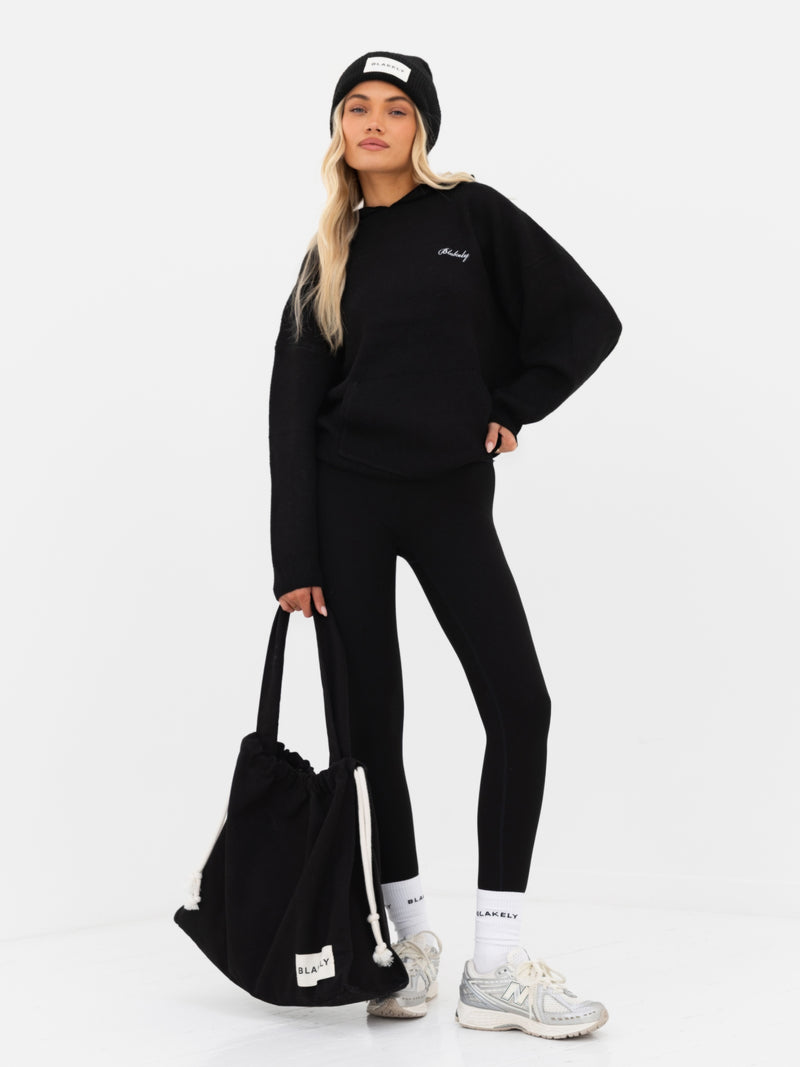 Oversized Knitted Hoodie - Black