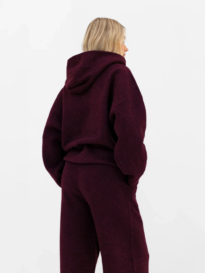 Oversized Knitted Hoodie - Dark Cherry
