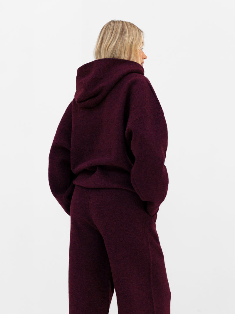 Oversized Knitted Hoodie - Dark Cherry