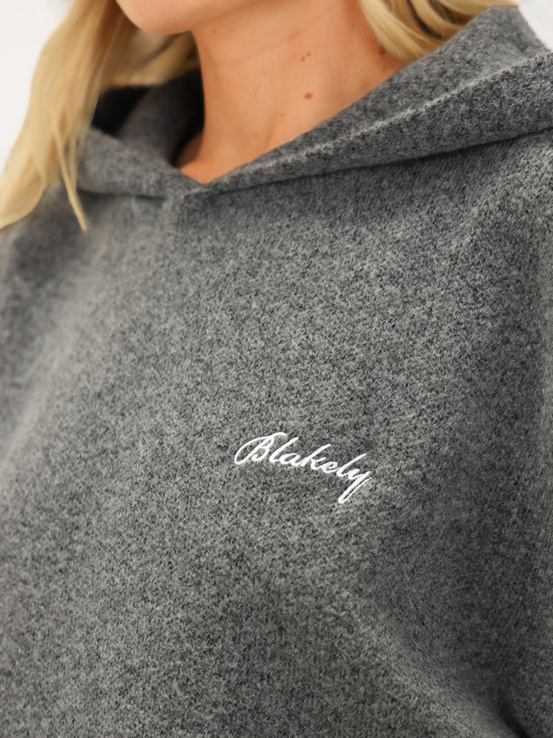 Oversized Knitted Hoodie - Marl Charcoal