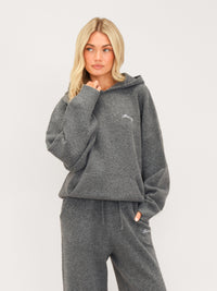 Oversized Knitted Hoodie - Marl Charcoal