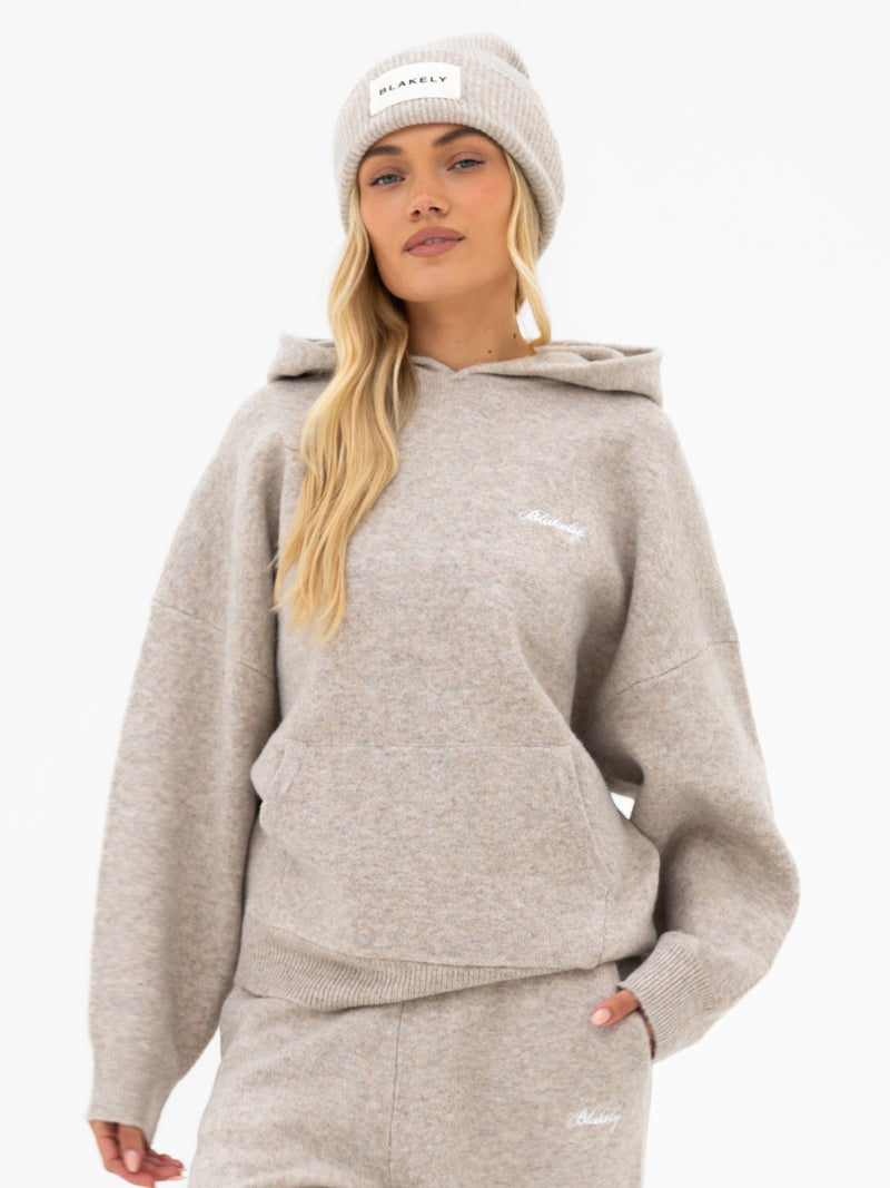 Oversized Knitted Hoodie - Toasted Taupe