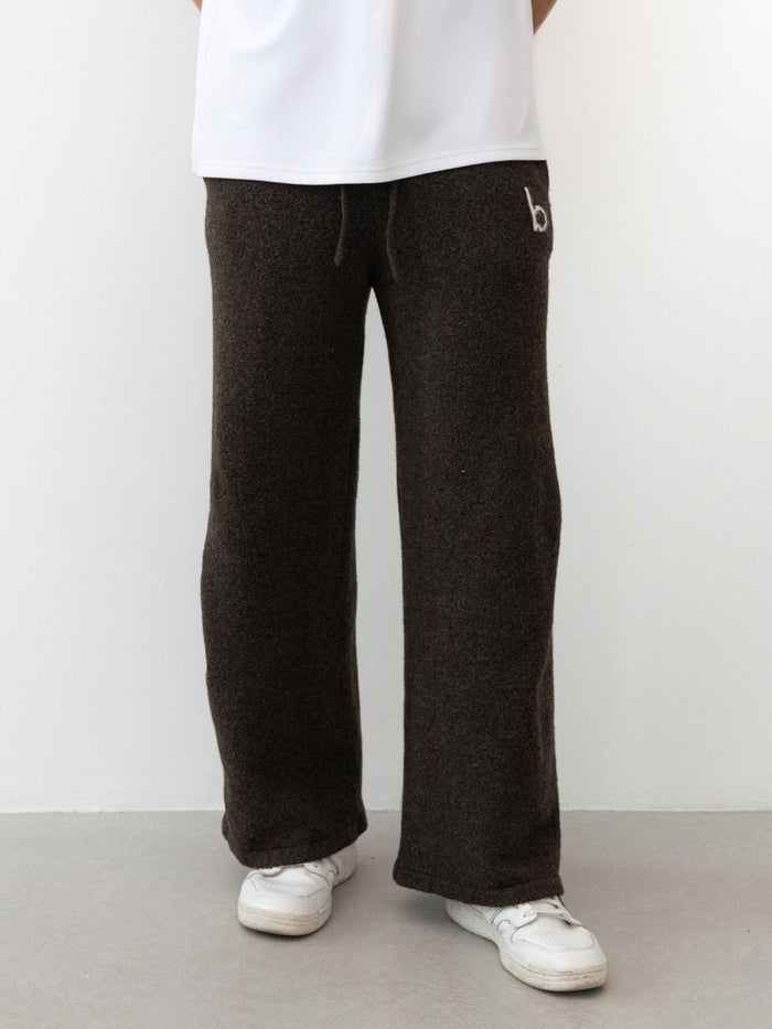 Alfie Knitted Wide Leg Sweatpants - Dark Brown