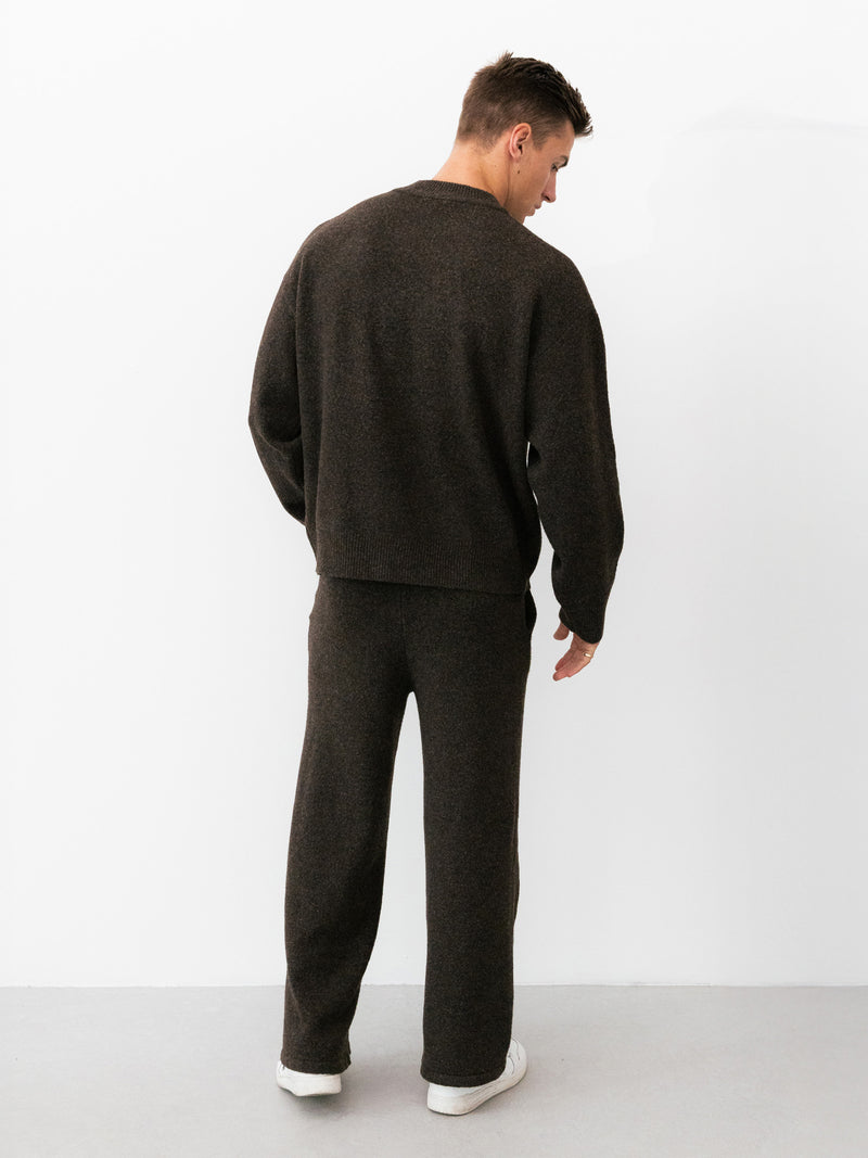 Alfie Relaxed Knitted Jumper - Dark Brown