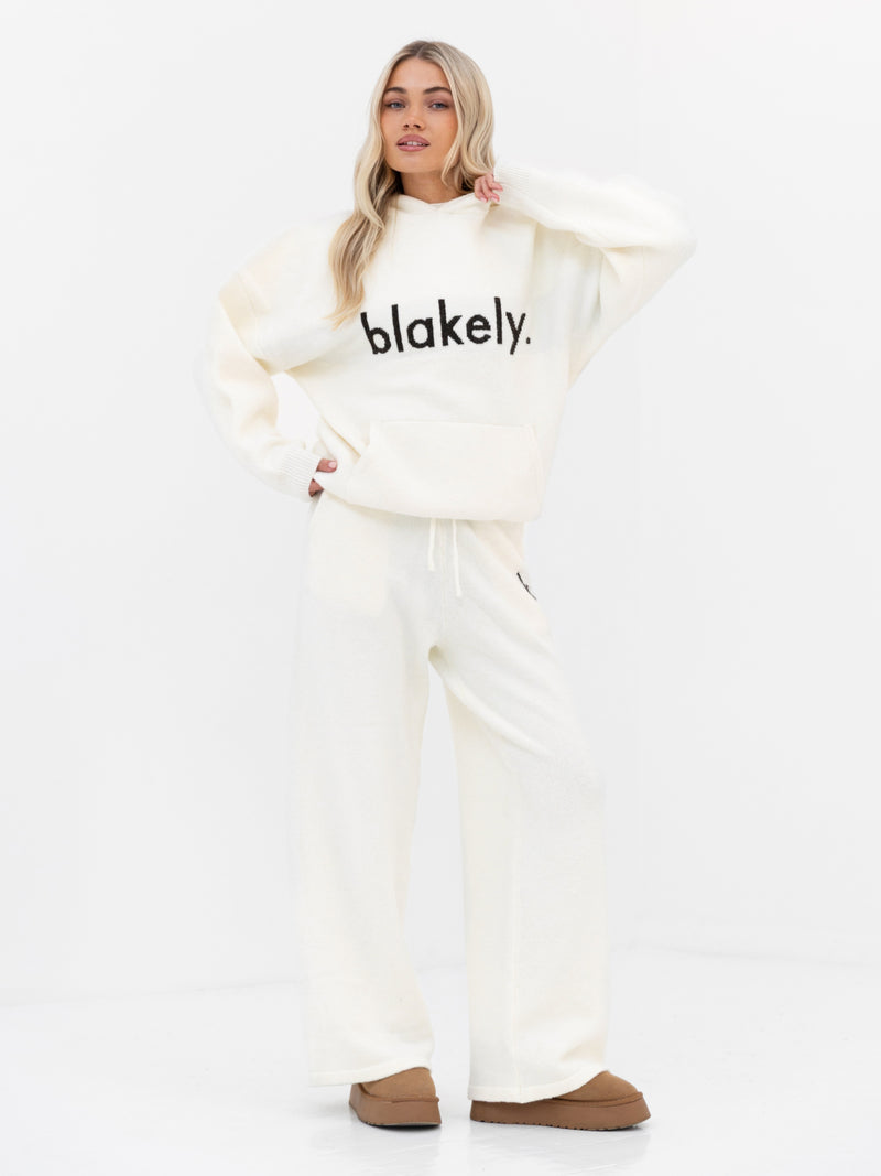 Mabel Oversized Knitted Hoodie - Cream