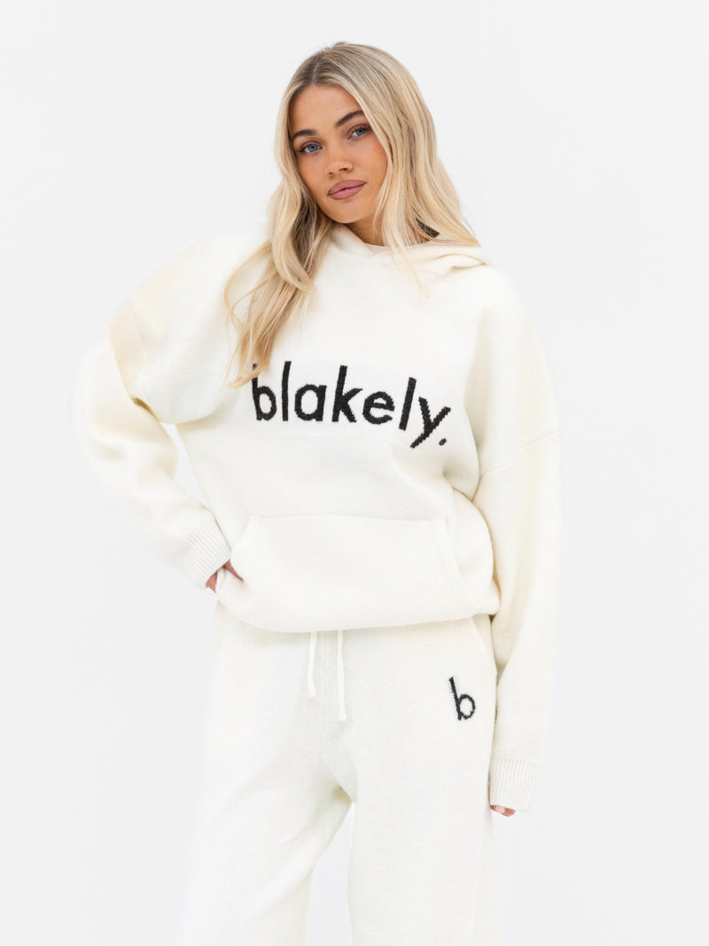 Mabel Oversized Knitted Hoodie - Cream