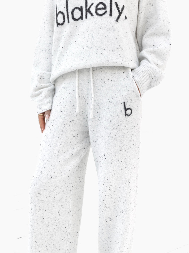 Mabel Knitted Wide Leg Sweatpants - Light Grey