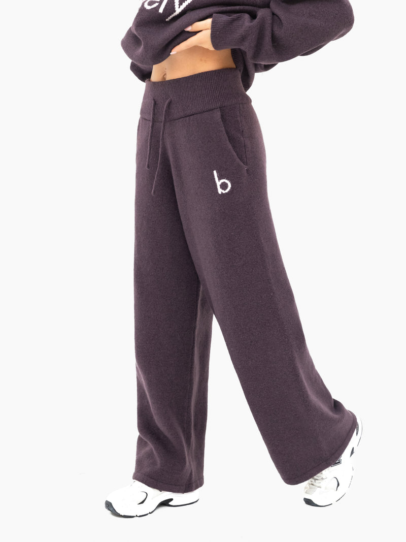 Mabel Knitted Wide Leg Sweatpants - Plum