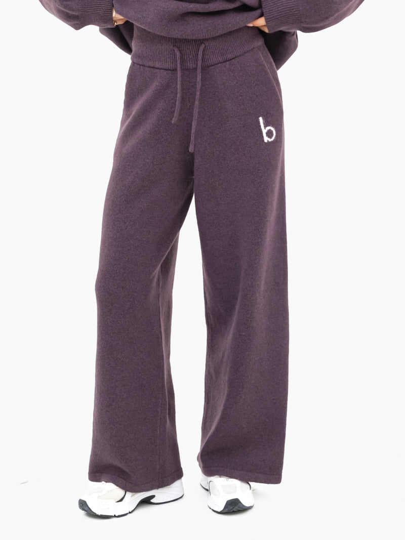 Mabel Knitted Wide Leg Sweatpants - Plum