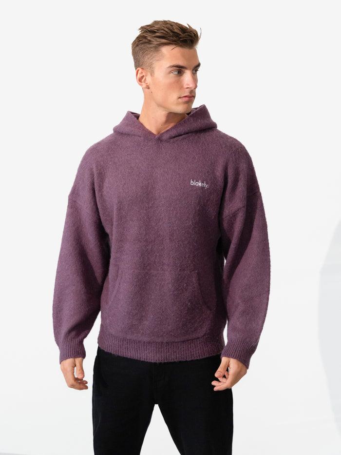 Mason Relaxed Knitted Hoodie - Plum