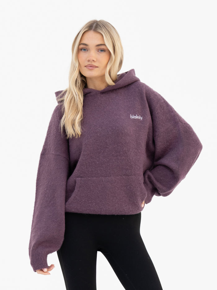 Marley Oversized Knitted Hoodie - Light Grape