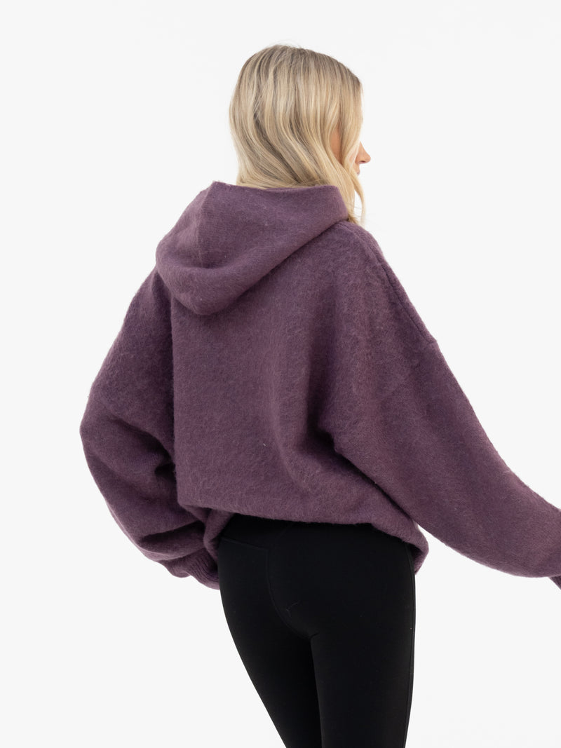Marley Oversized Knitted Hoodie - Light Grape