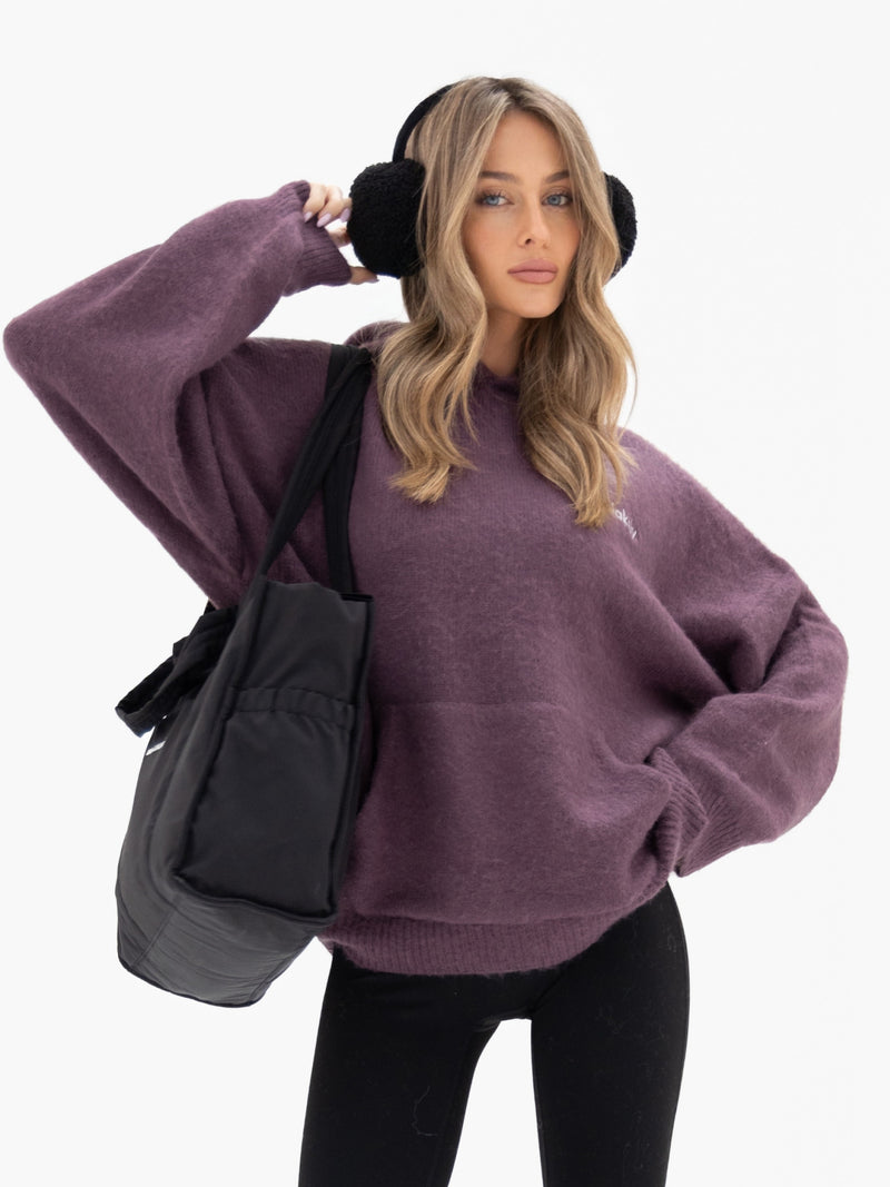 Marley Oversized Knitted Hoodie - Light Grape