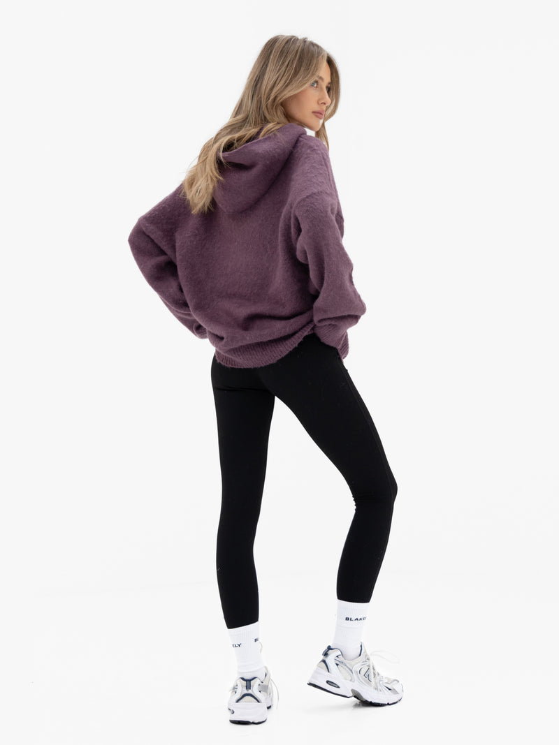 Marley Oversized Knitted Hoodie - Light Grape