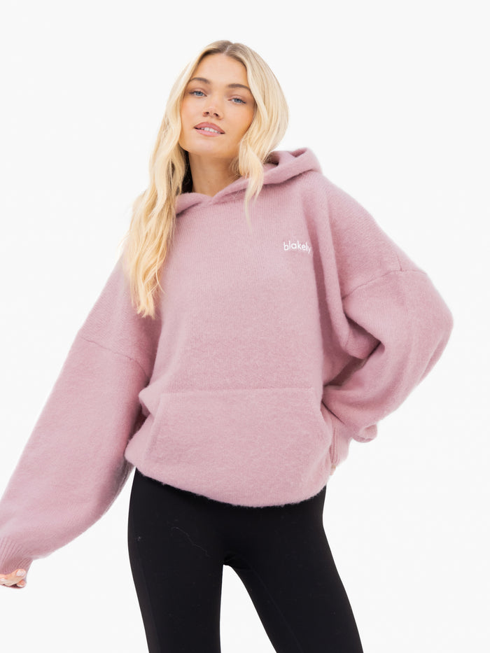 Marley Oversized Knitted Hoodie - Petal Pink