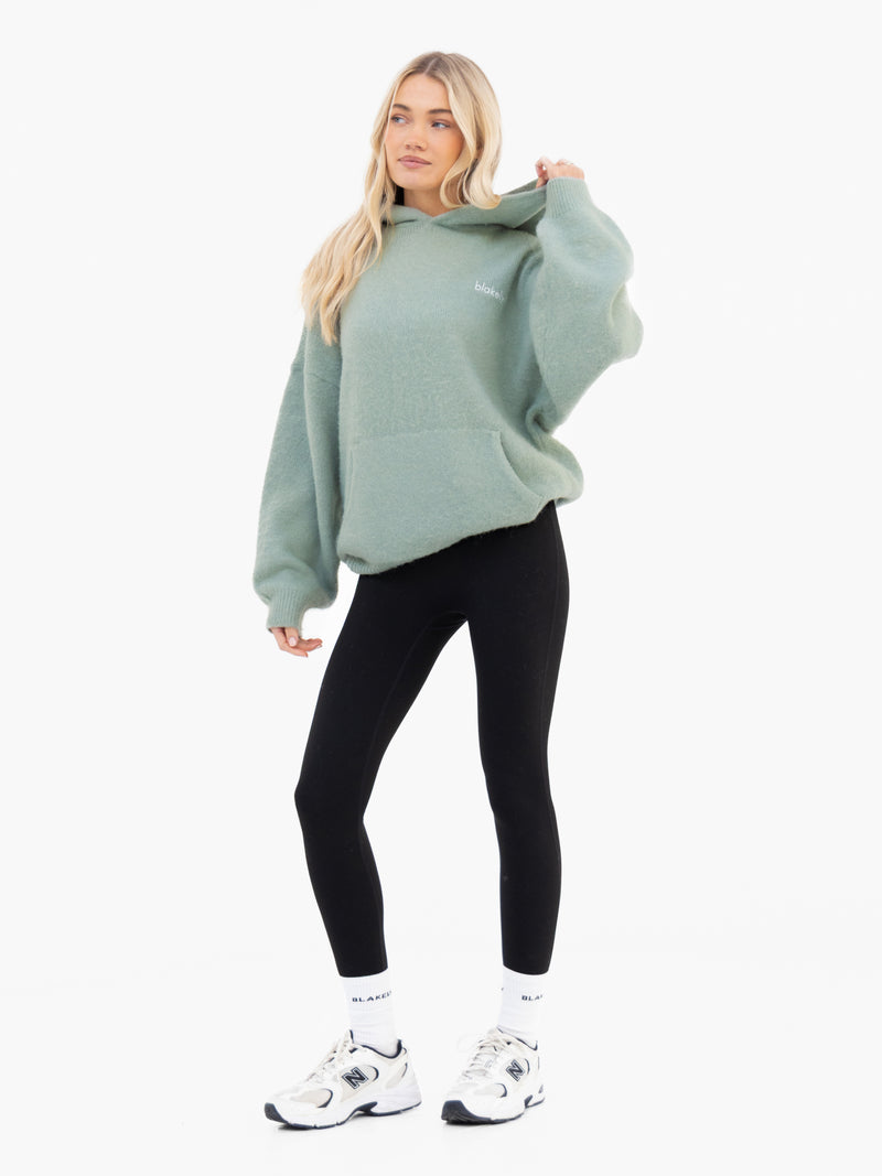 Marley Oversized Knitted Hoodie - Soft Sage