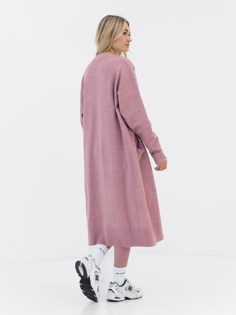Mabel Longline Cardigan - Dusty Pink
