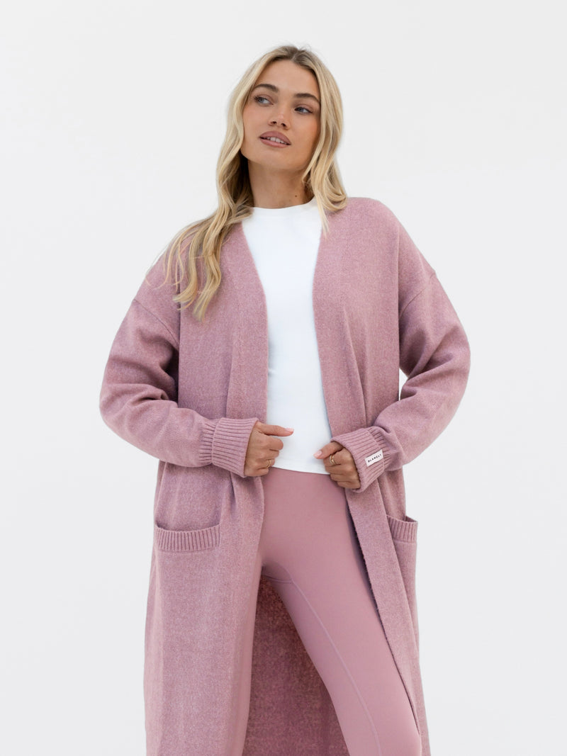 Mabel Longline Cardigan - Dusty Pink