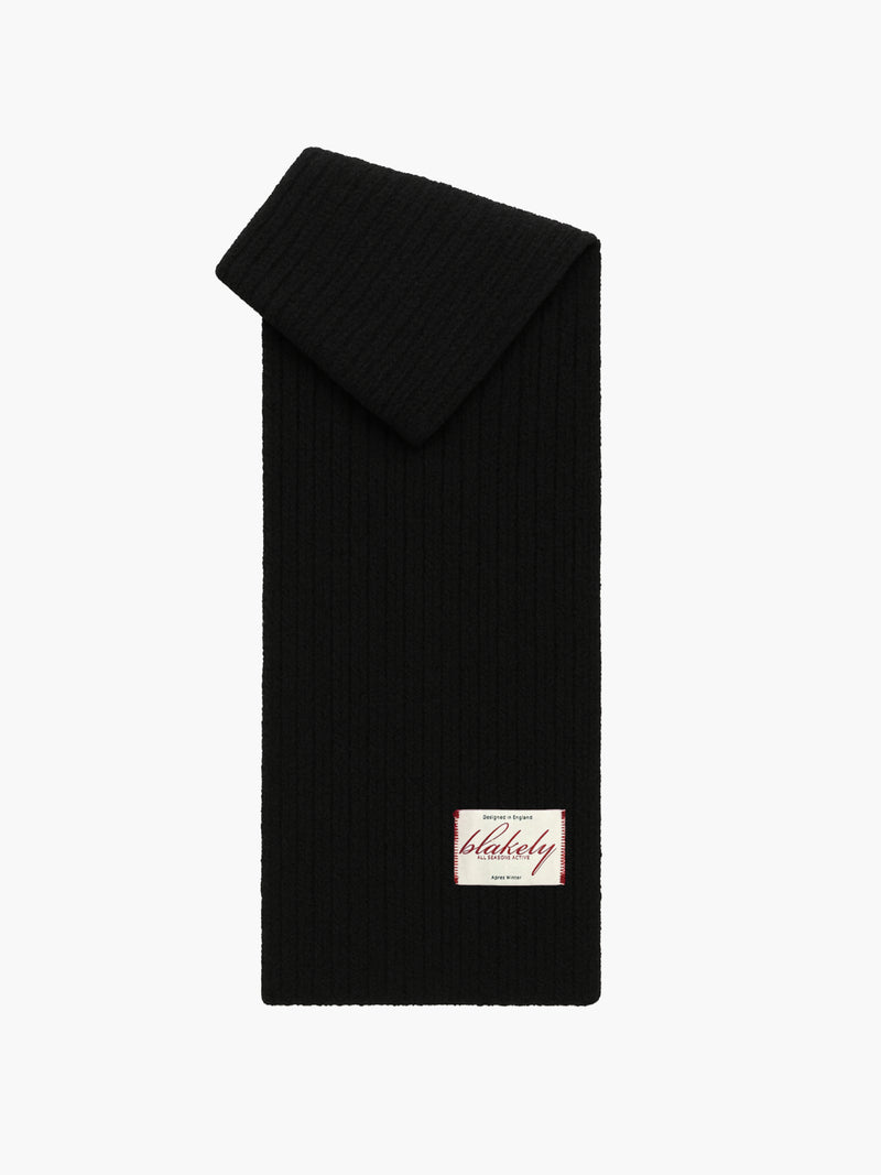 Script Label Knit Scarf - Black