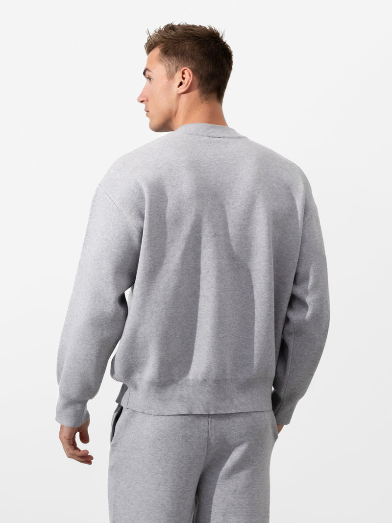 Varsity Relaxed Knitted Jumper - Grey