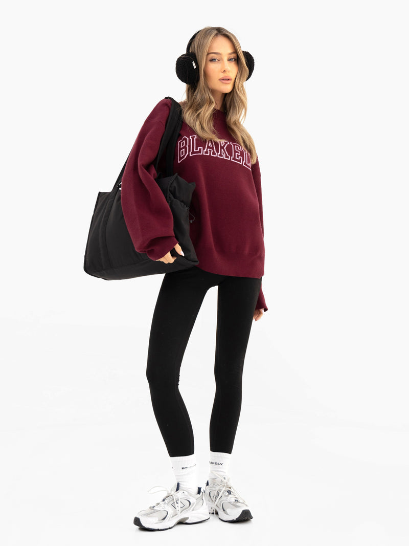 Varsity Oversized Knitted Jumper - Burgundy