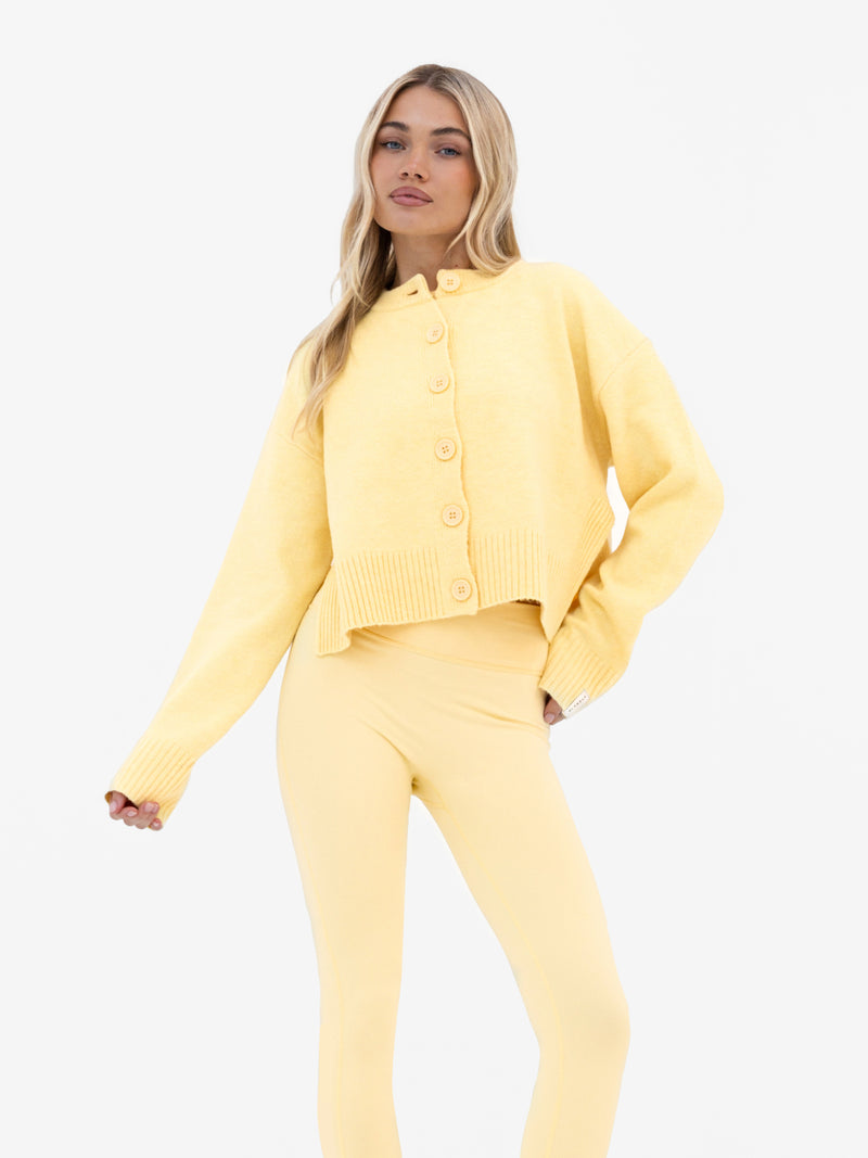 Mabel Button Up Cardigan - Butter Yellow