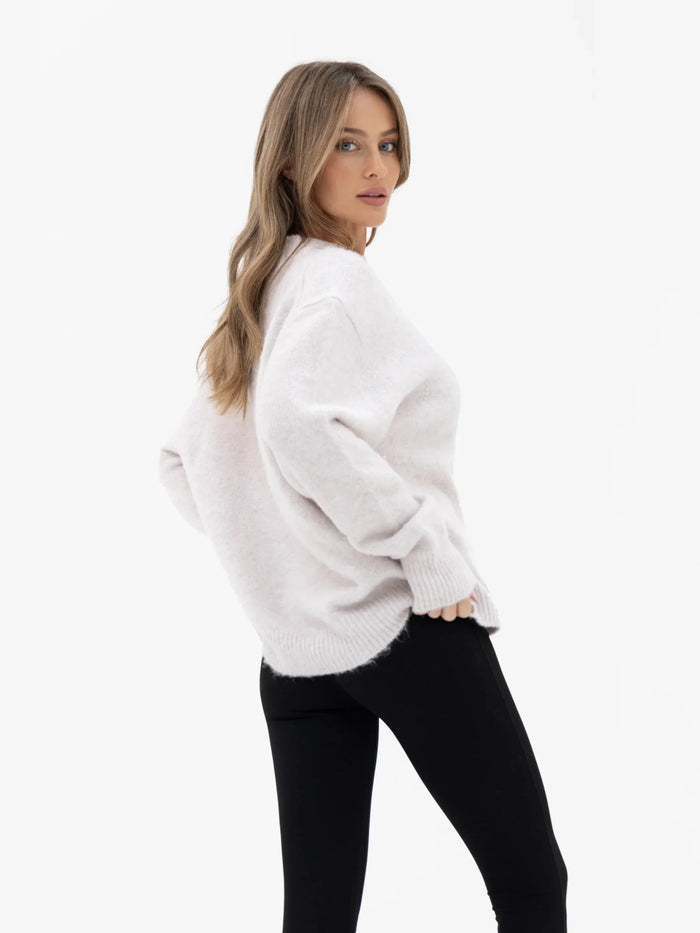 Marley Oversized Knitted Jumper - Marl White