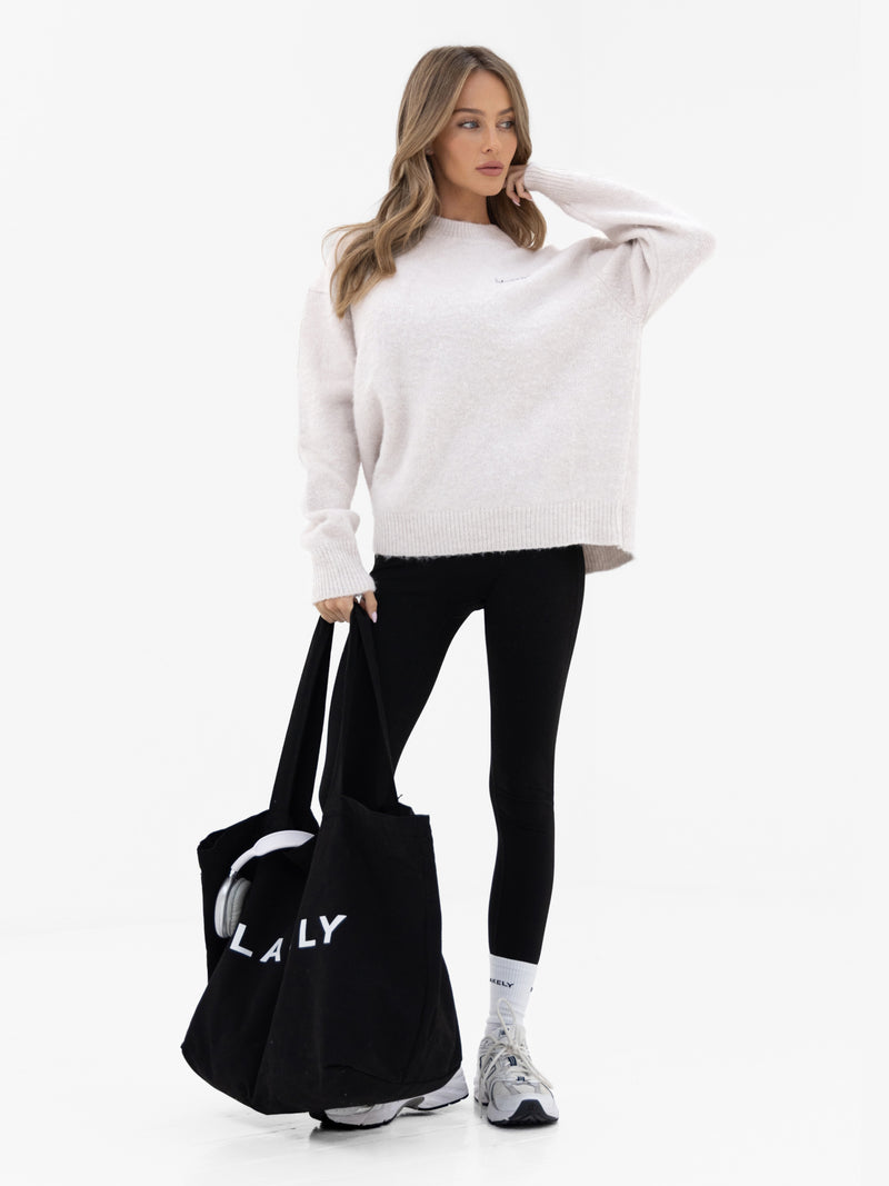 Marley Oversized Knitted Jumper - Marl White