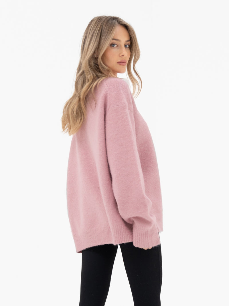 Marley Oversized Knitted Jumper - Petal Pink