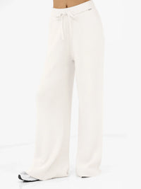 Zoey Ribbed Wide Leg Trousers - Off White