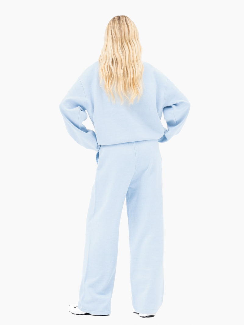 Varsity Oversized Knitted Jumper - Baby Blue