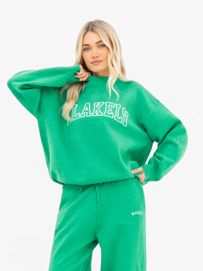 Varsity Oversized Knitted Jumper - Bright Green