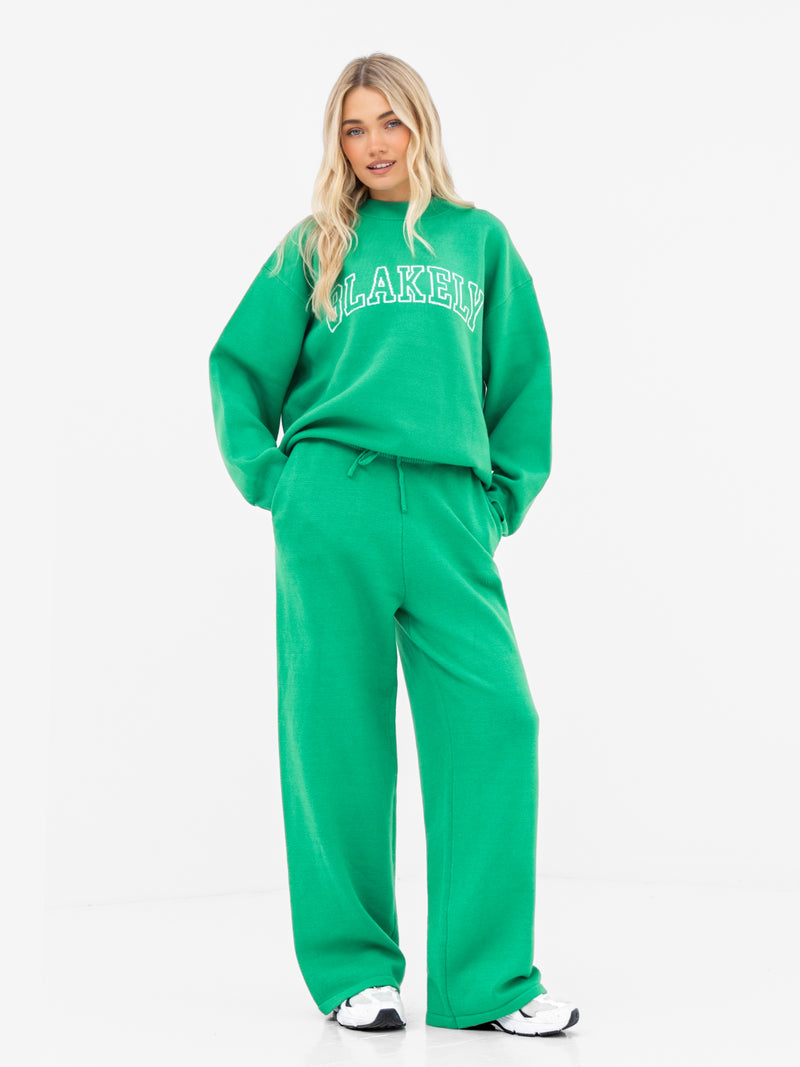 Varsity Oversized Knitted Jumper - Bright Green